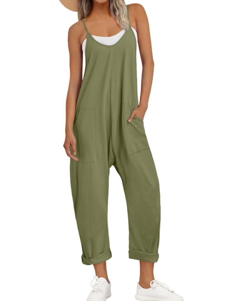 Løs Sommer Jumpsuit til Dame med Brede Stropper