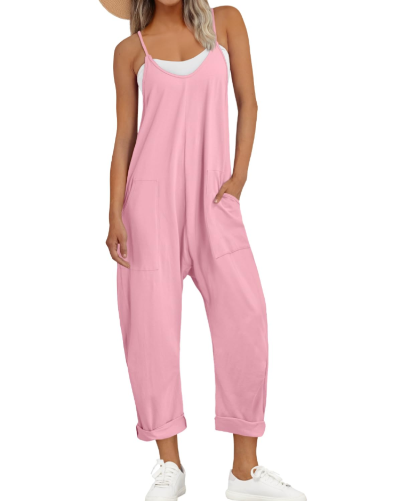 Løs Sommer Jumpsuit til Dame med Brede Stropper