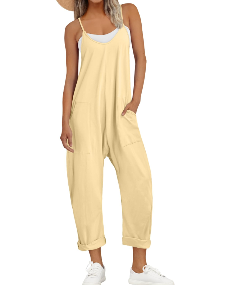Løs Sommer Jumpsuit til Dame med Brede Stropper