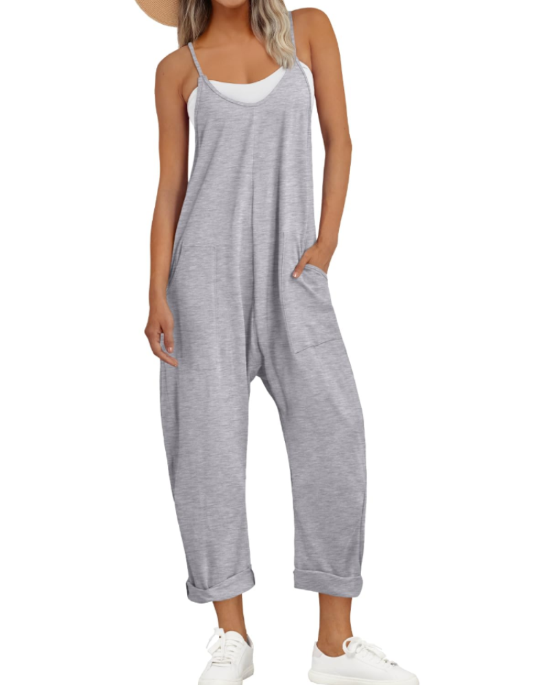 Løs Sommer Jumpsuit til Dame med Brede Stropper