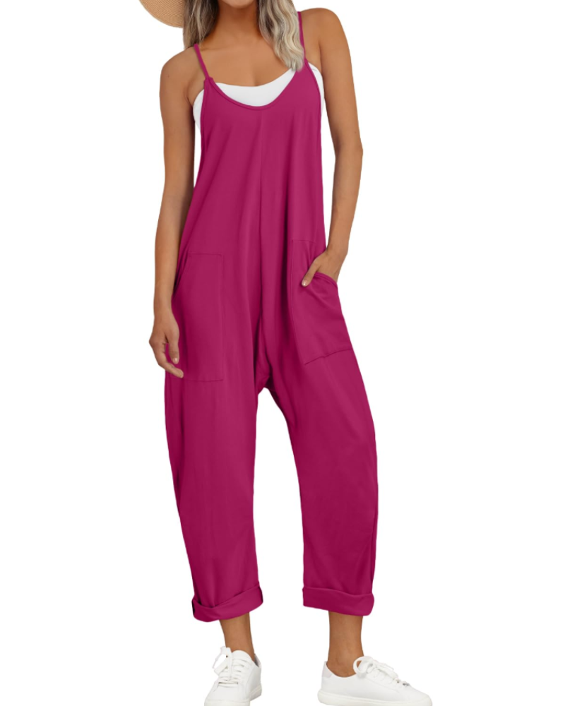 Løs Sommer Jumpsuit til Dame med Brede Stropper