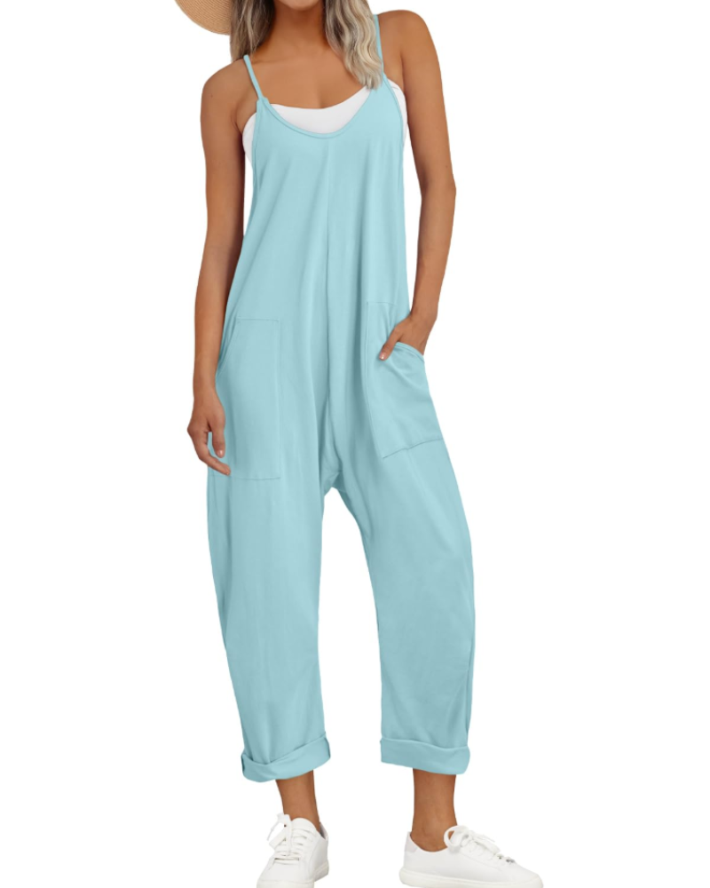 Løs Sommer Jumpsuit til Dame med Brede Stropper