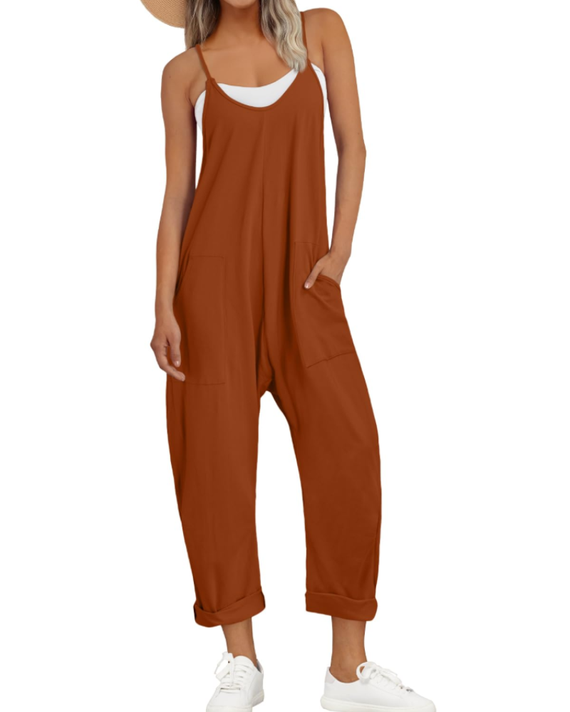 Løs Sommer Jumpsuit til Dame med Brede Stropper
