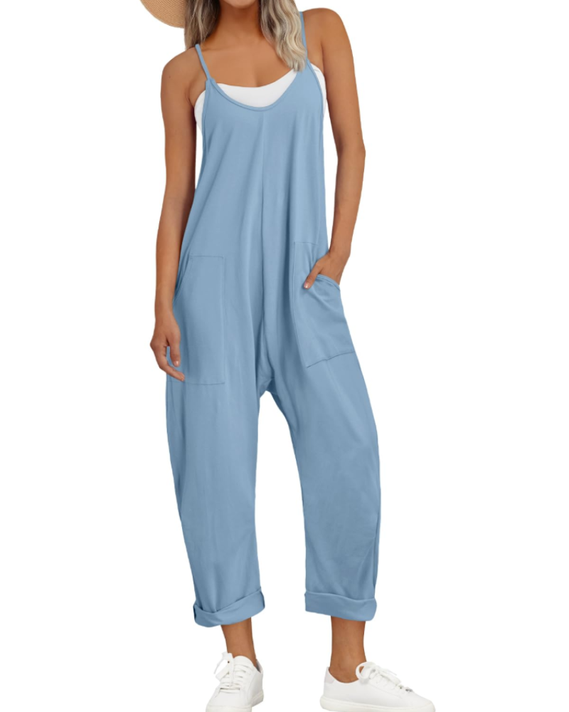 Løs Sommer Jumpsuit til Dame med Brede Stropper
