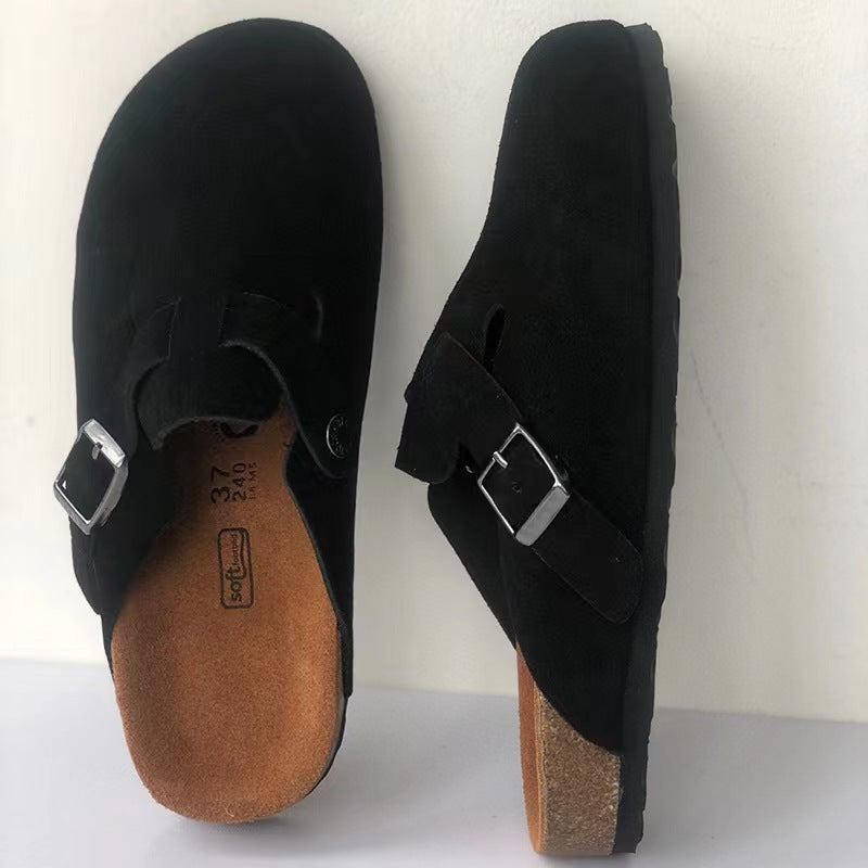 Unisex Ruskindstøfler med Spænde – Komfortable Slip-On Sandaler