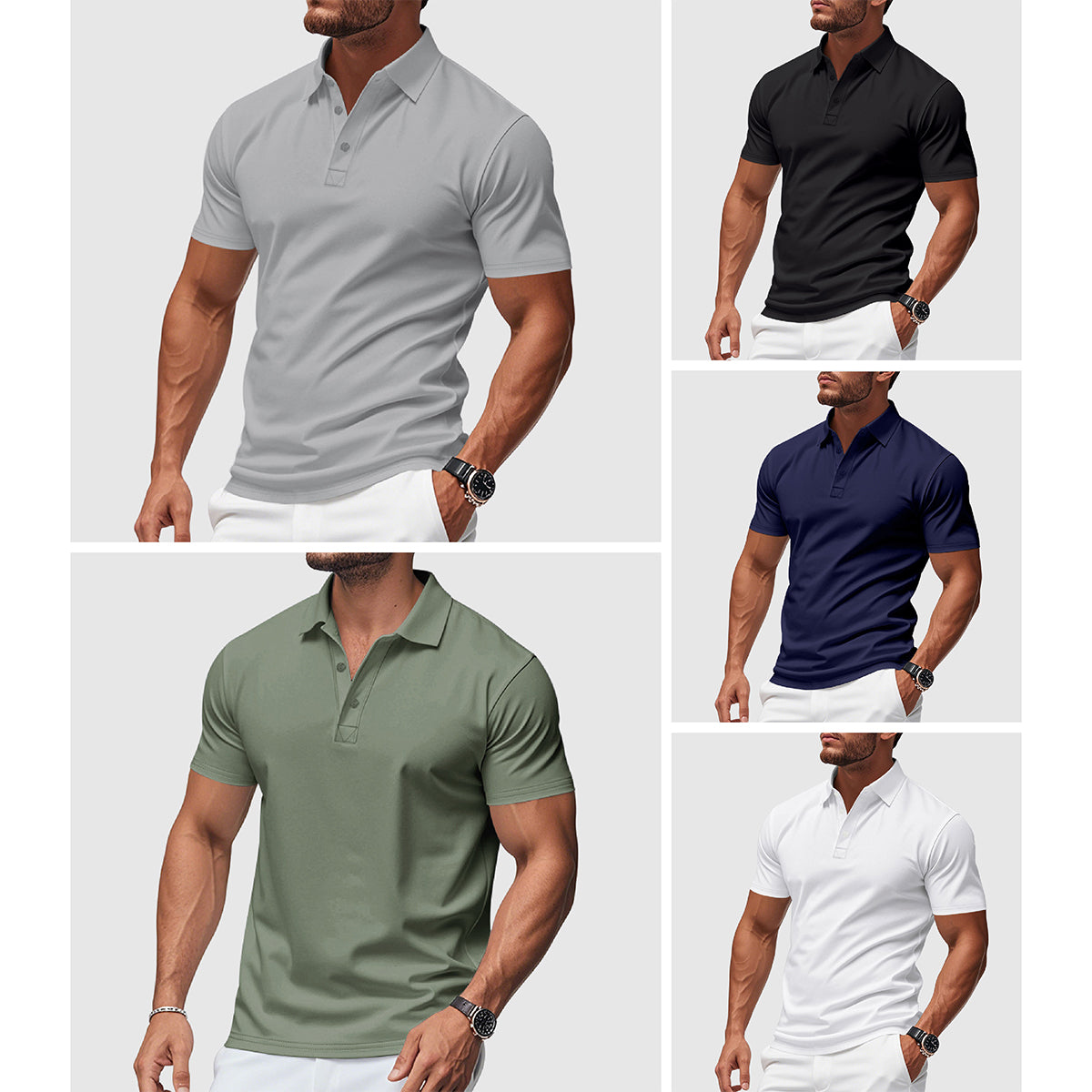 Herre Klassisk Polo T-shirt i Blød Bomuldsblanding