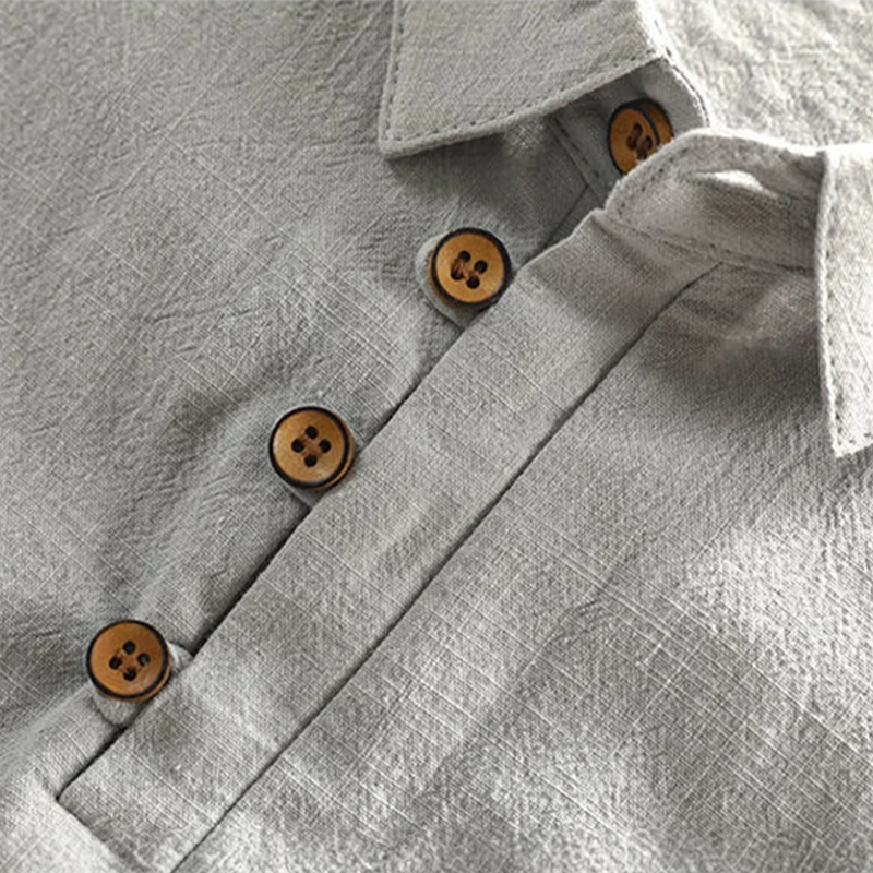 Herre Poloshirt i Hør med Korte Ærmer
