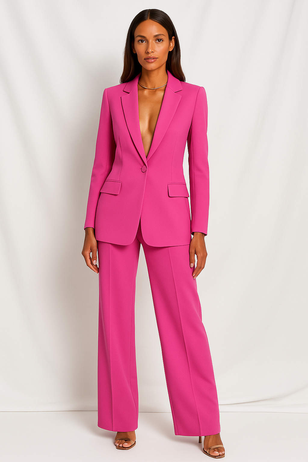Pantalones de dama chic traje – Blazer y pantalones de pierna recta