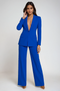 Pantalones de dama chic traje – Blazer y pantalones de pierna recta