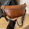 Læder-bæltetaske med Bredt Broderet Crossbody-rem