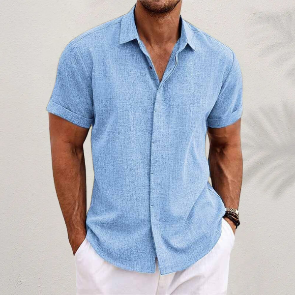 Camicia da uomo in lino – maniche corte e confortevole e ariosa
