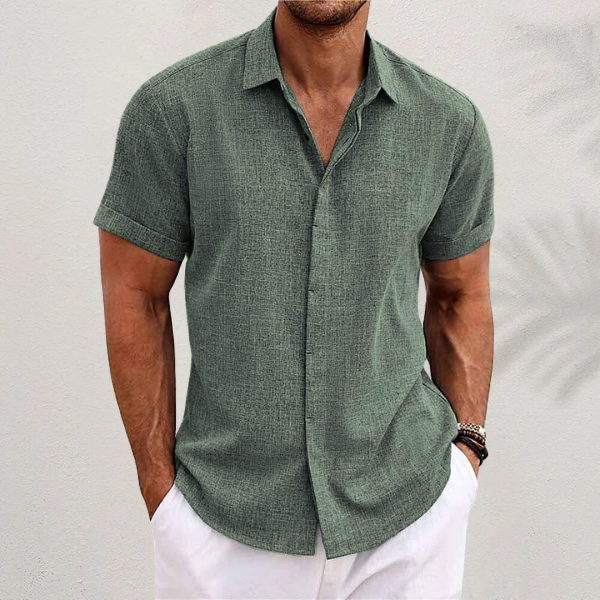 Camicia da uomo in lino – maniche corte e confortevole e ariosa