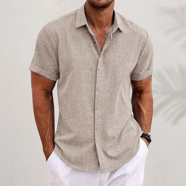 Camicia da uomo in lino – maniche corte e confortevole e ariosa