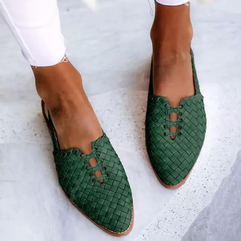 Flettede lædersandaler til damer | Håndlavede sandaler i ægte læder med fleksibel gummisål | Komfortable og lette sommersko