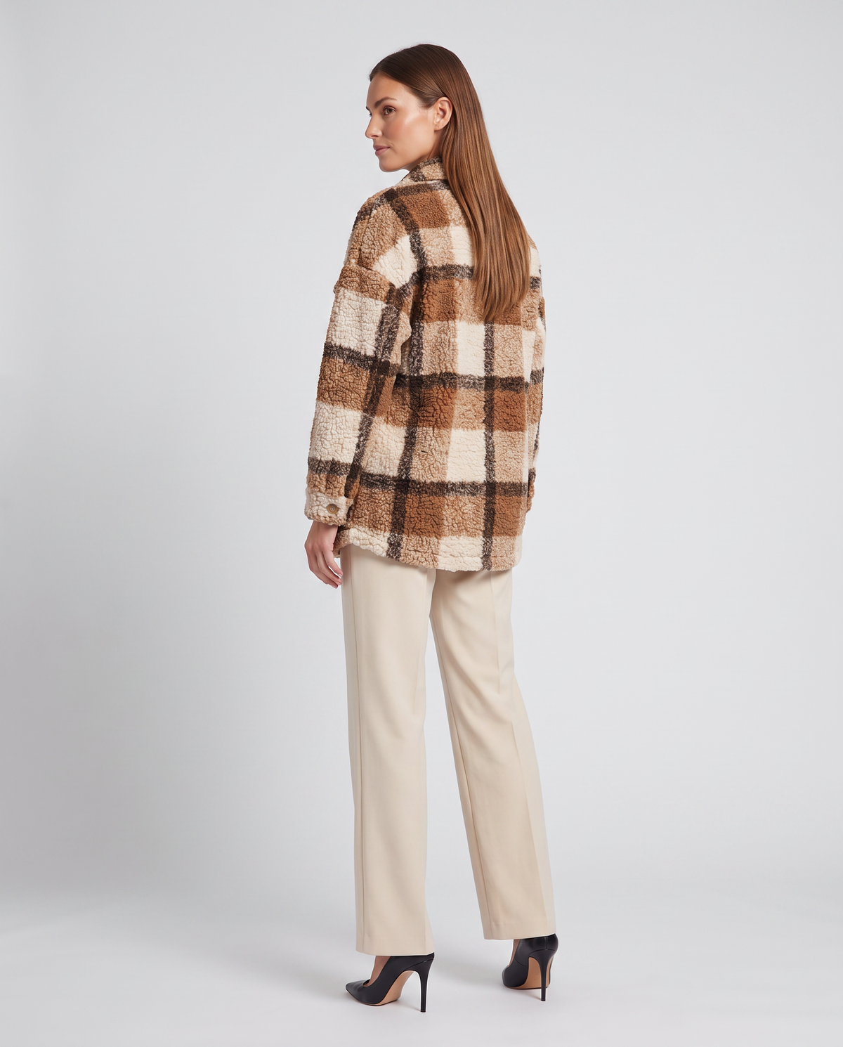 Oversized Ternet Teddyjakke til Kvinder med Lang Pasform