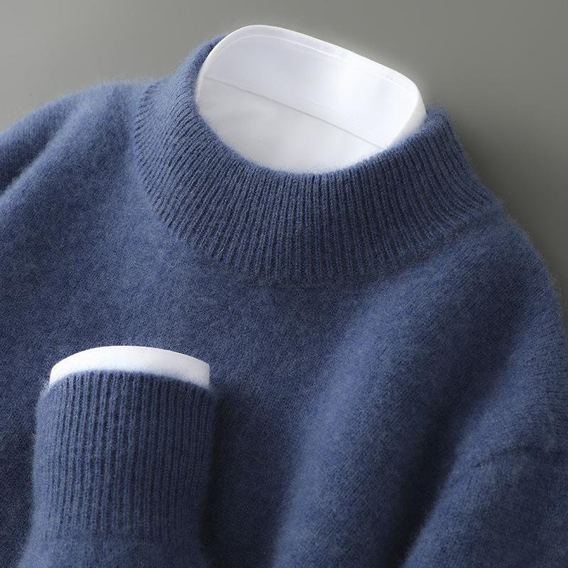 Herre pullover i kashmir med rund hals