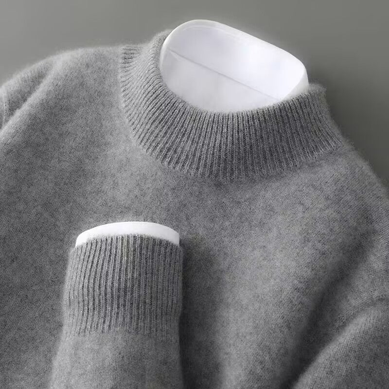 Herre pullover i kashmir med rund hals