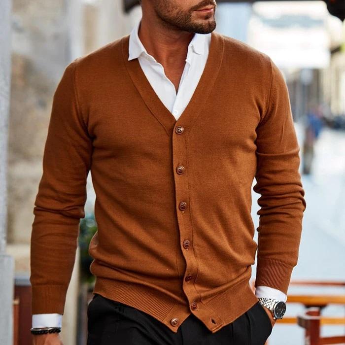 Bellivaro | Herre Cardigan Med V-hals – Elegant og Komfortabel Hverdagsstil