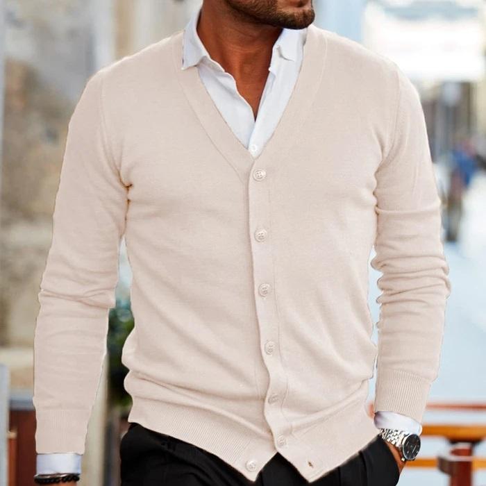 Bellivaro | Herre Cardigan Med V-hals – Elegant og Komfortabel Hverdagsstil
