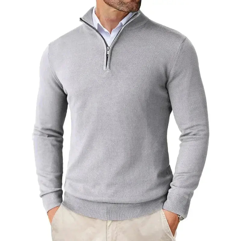 Half Zip Striktrøje til Mænd med Klassisk Pasform