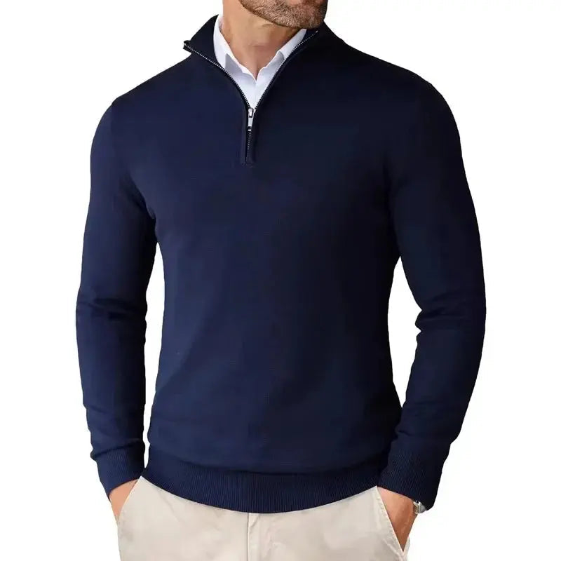 Half Zip Striktrøje til Mænd med Klassisk Pasform