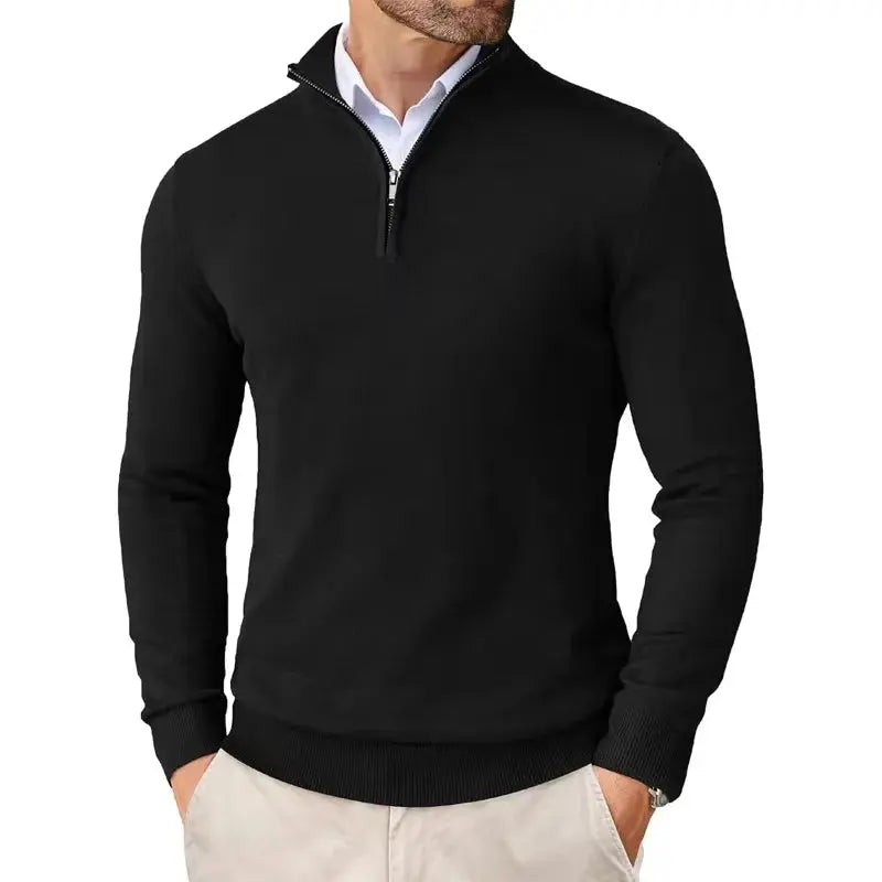Half Zip Striktrøje til Mænd med Klassisk Pasform