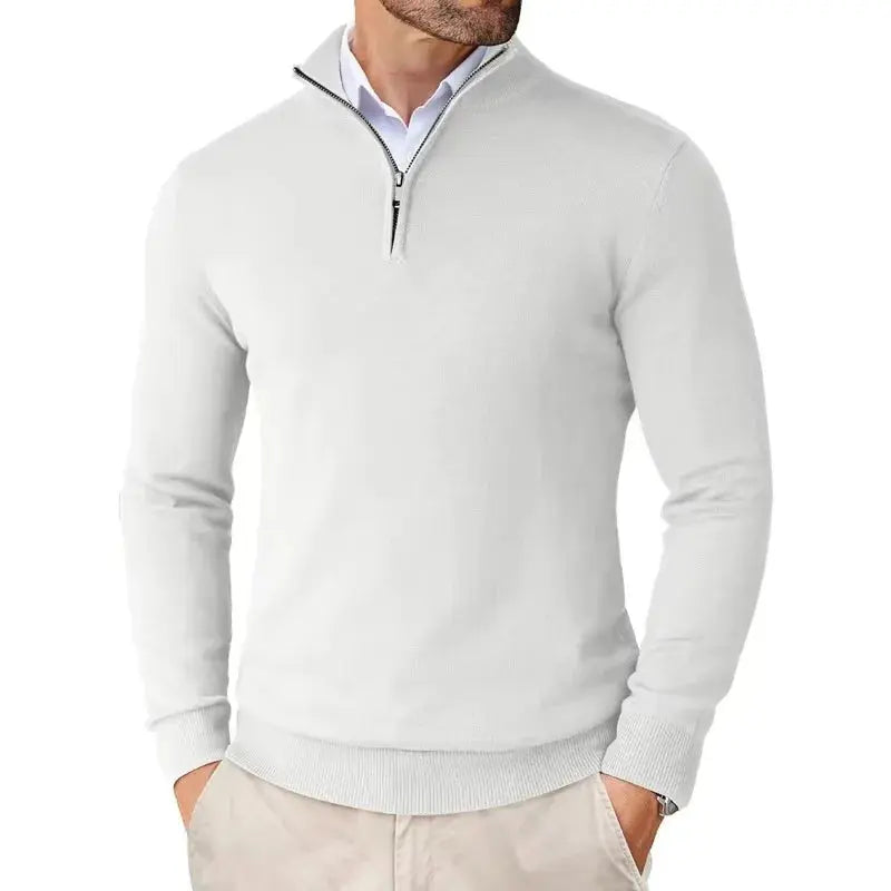 Half Zip Striktrøje til Mænd med Klassisk Pasform
