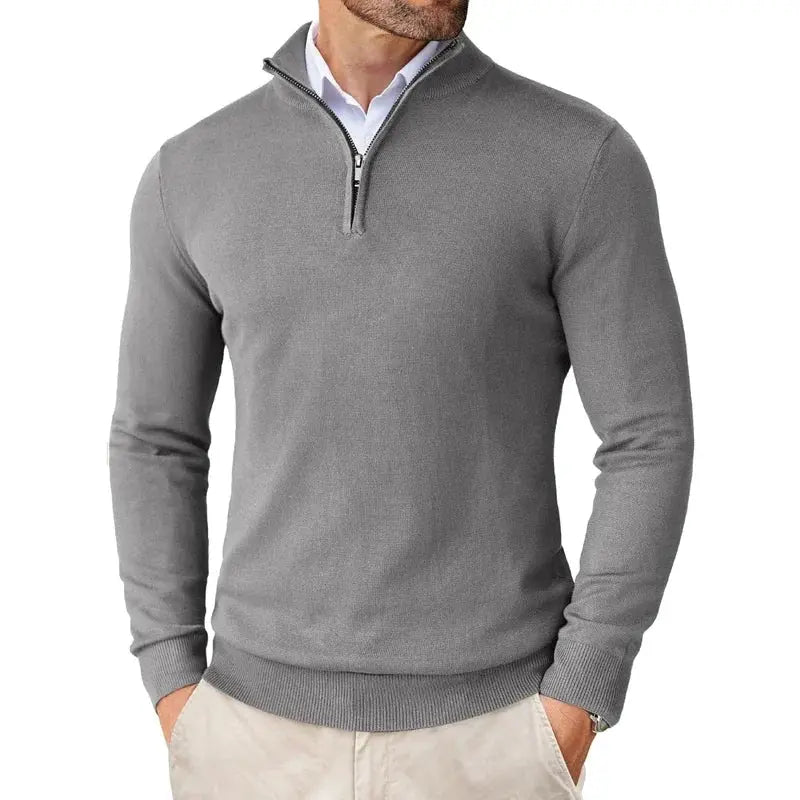 Half Zip Striktrøje til Mænd med Klassisk Pasform