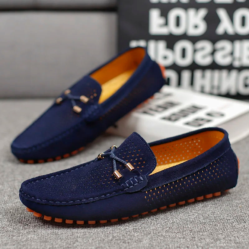 Klasyczne loafersy męskie z perforowanymi detalami | Buty wsuwane na co dzień i do biura | Wygodne męskie buty z podtrzymującą podeszwą
