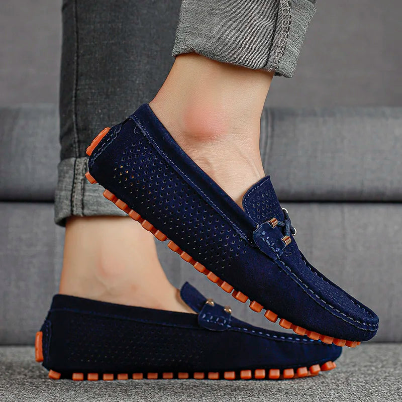 Klasyczne loafersy męskie z perforowanymi detalami | Buty wsuwane na co dzień i do biura | Wygodne męskie buty z podtrzymującą podeszwą