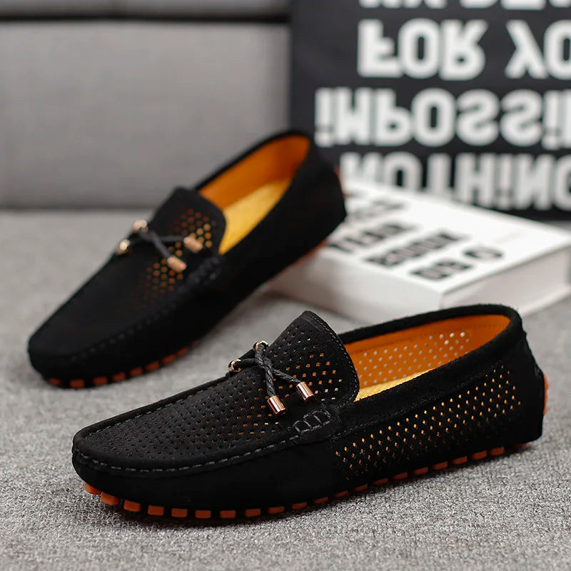 Klasyczne loafersy męskie z perforowanymi detalami | Buty wsuwane na co dzień i do biura | Wygodne męskie buty z podtrzymującą podeszwą