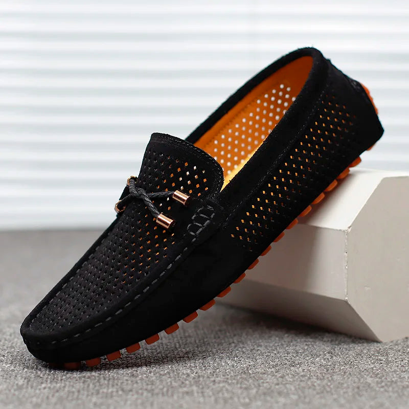 Klasyczne loafersy męskie z perforowanymi detalami | Buty wsuwane na co dzień i do biura | Wygodne męskie buty z podtrzymującą podeszwą