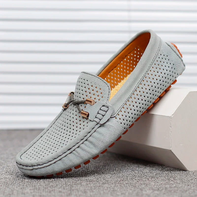 Klasyczne loafersy męskie z perforowanymi detalami | Buty wsuwane na co dzień i do biura | Wygodne męskie buty z podtrzymującą podeszwą