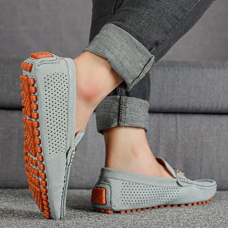 Klasyczne loafersy męskie z perforowanymi detalami | Buty wsuwane na co dzień i do biura | Wygodne męskie buty z podtrzymującą podeszwą
