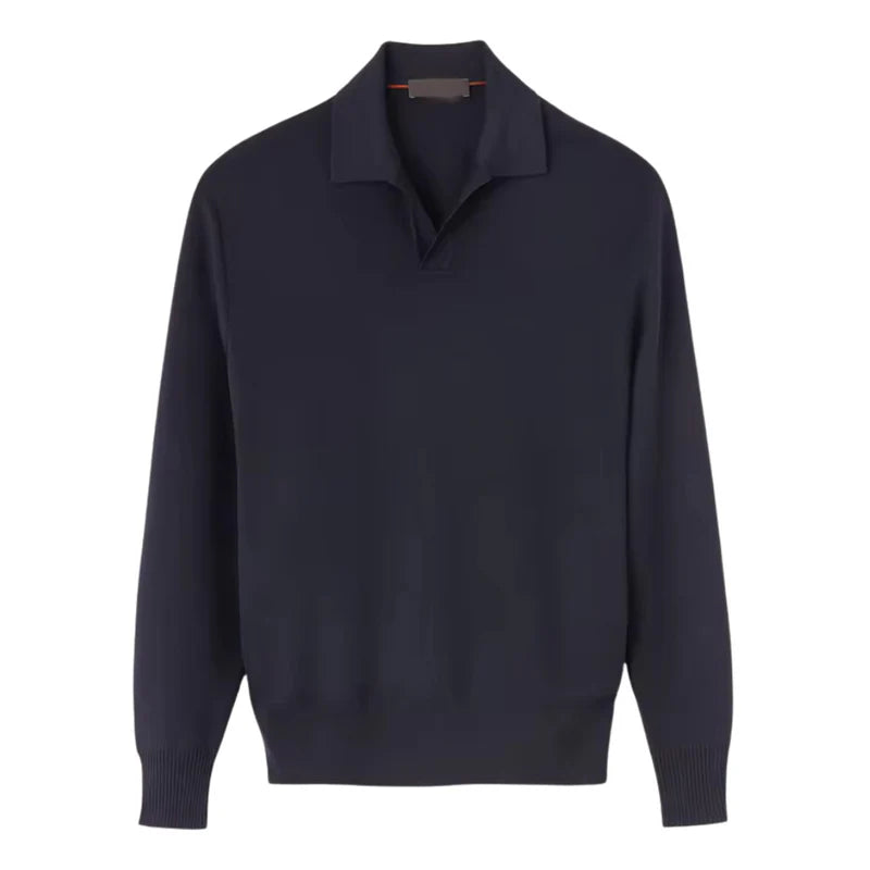 Bellivaro | Herre Langærmet Polo Skjorte i Blød Strik – Comfort & Stil til Efterår og Vinter