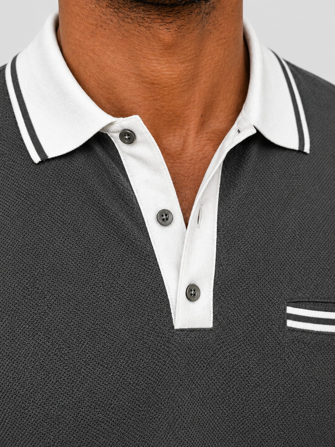 Langærmet Poloshirt til Mænd med Kontrastkrave