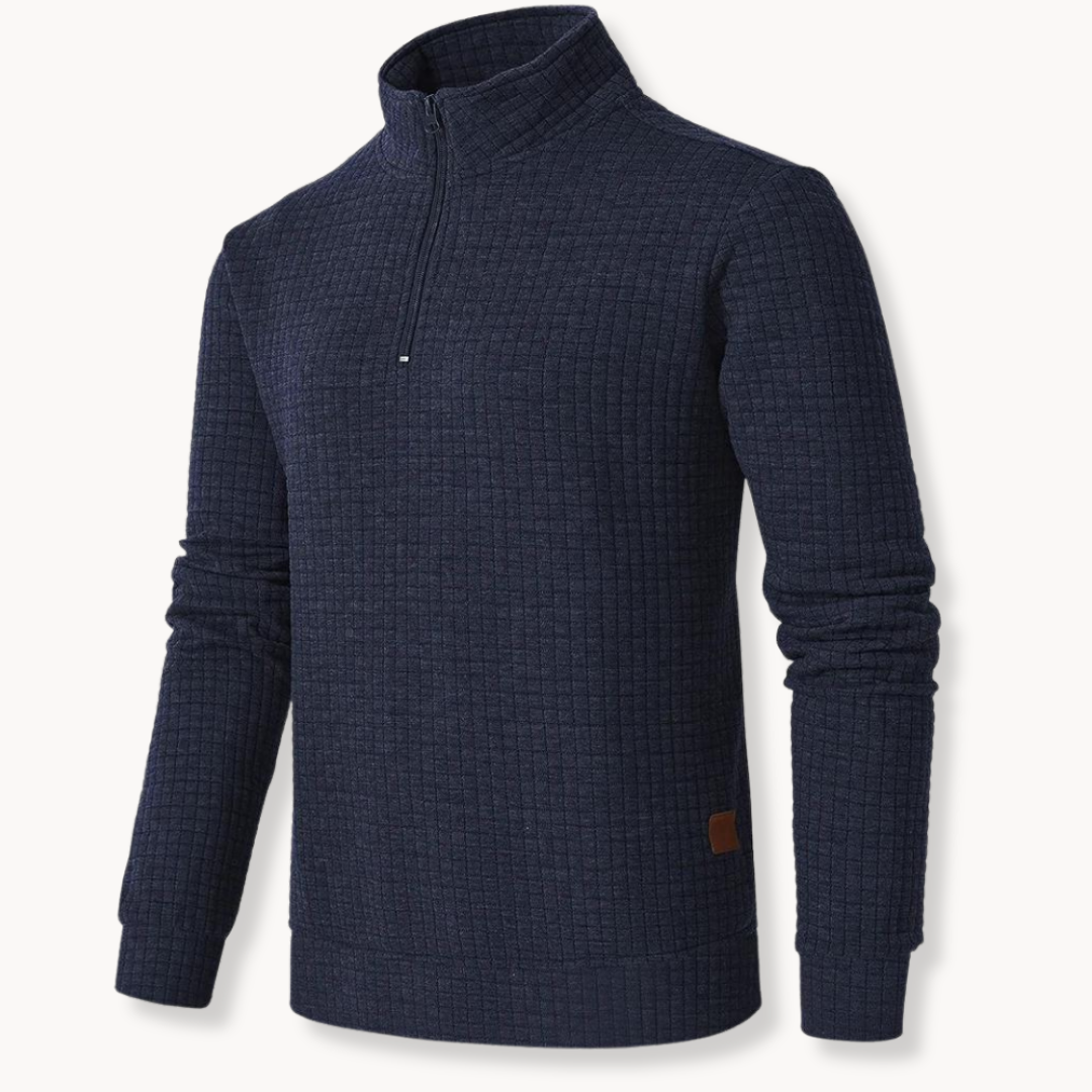 Bellivaro | Eksklusiv Herre Quarter Zip Sweater med Kontrastdesign