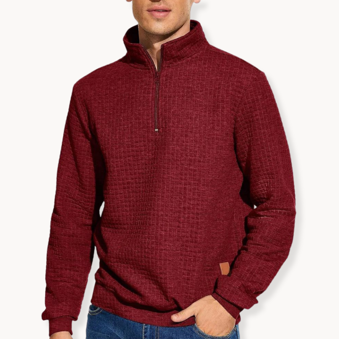 Bellivaro | Eksklusiv Herre Quarter Zip Sweater med Kontrastdesign
