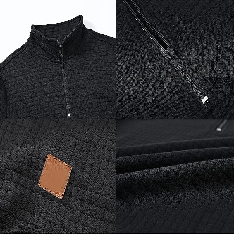Bellivaro | Eksklusiv Herre Quarter Zip Sweater med Kontrastdesign