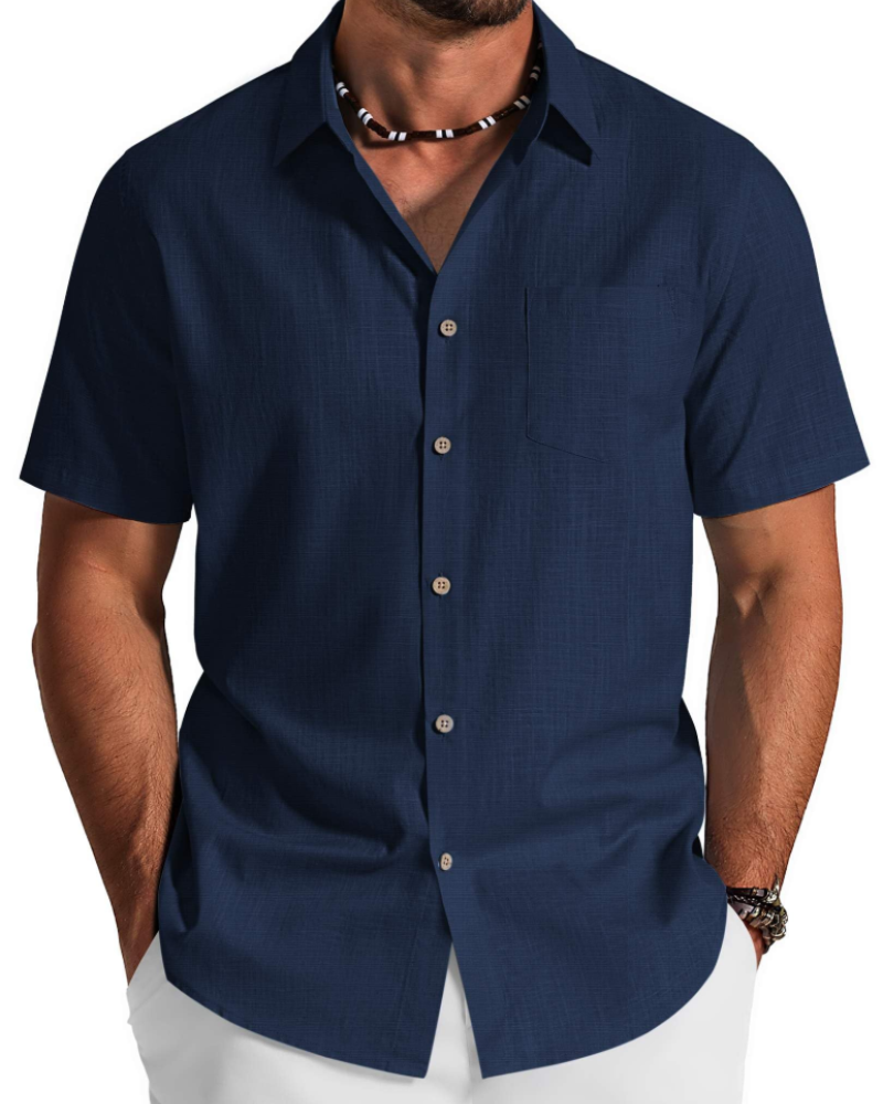 Camicia Uomo in Cotone Lyocell a Maniche Corte – Traspirante, Morbida e Casual Estiva