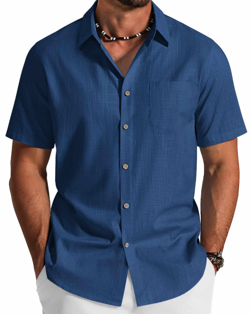 Camicia Uomo in Cotone Lyocell a Maniche Corte – Traspirante, Morbida e Casual Estiva