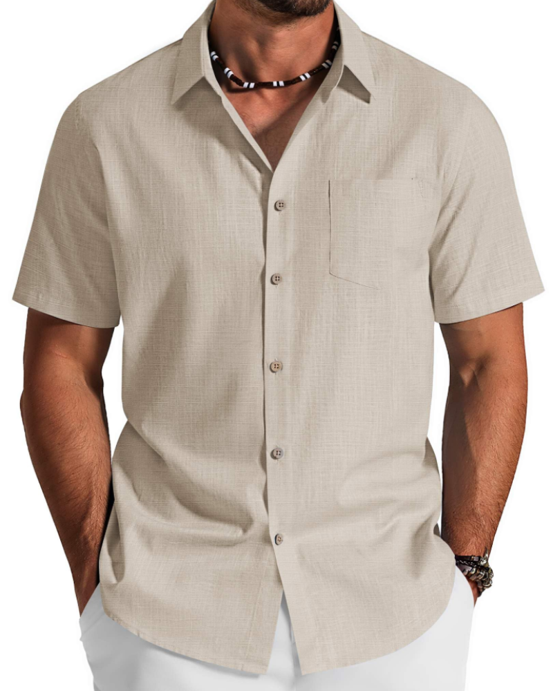 Camicia Uomo in Cotone Lyocell a Maniche Corte – Traspirante, Morbida e Casual Estiva