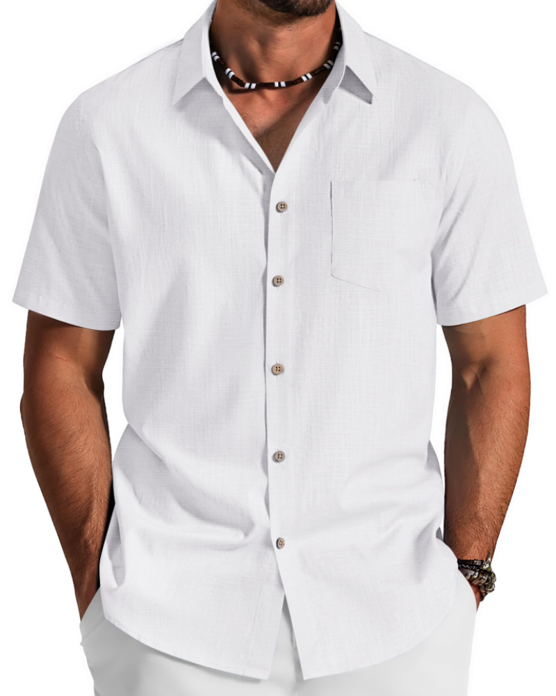 Camicia Uomo in Cotone Lyocell a Maniche Corte – Traspirante, Morbida e Casual Estiva