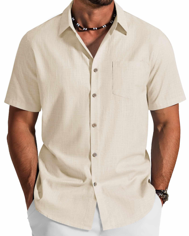 Camicia Uomo in Cotone Lyocell a Maniche Corte – Traspirante, Morbida e Casual Estiva