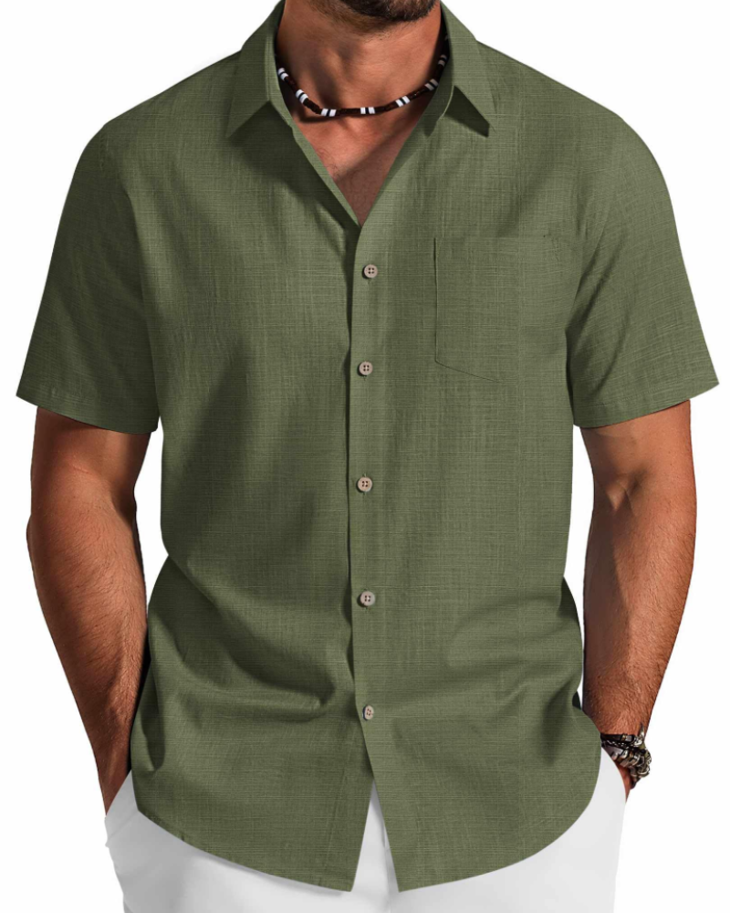 Camicia Uomo in Cotone Lyocell a Maniche Corte – Traspirante, Morbida e Casual Estiva