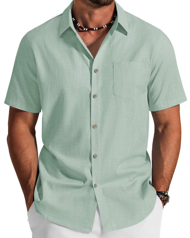 Camicia Uomo in Cotone Lyocell a Maniche Corte – Traspirante, Morbida e Casual Estiva