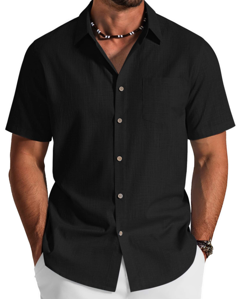 Camicia Uomo in Cotone Lyocell a Maniche Corte – Traspirante, Morbida e Casual Estiva