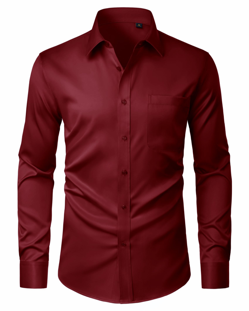 Camicia Uomo Elasticizzata Antimacchia a Maniche Lunghe