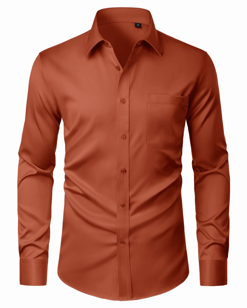 Camicia Uomo Elasticizzata Antimacchia a Maniche Lunghe