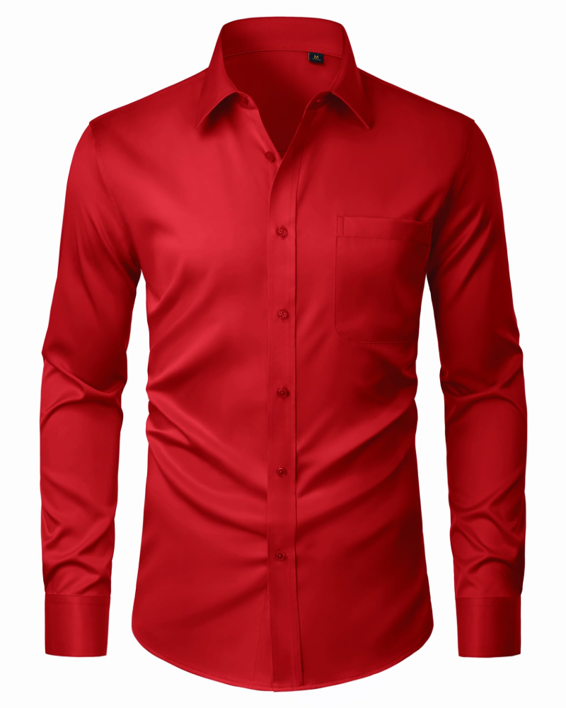 Camicia Uomo Elasticizzata Antimacchia a Maniche Lunghe